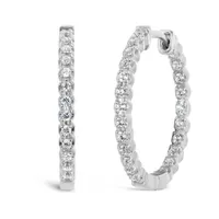 10K White Gold 0.50CTW Diamond Hoop Earrings