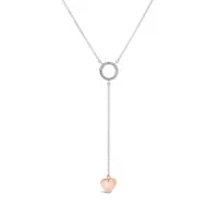 Sterling Silver 10K Rose Gold Diamond Heart Necklace