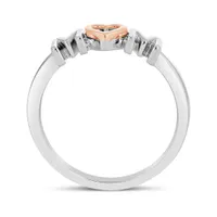 Sterling Silver 10K Rose Gold Diamond Mom Heart Ring