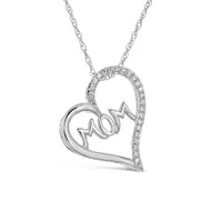 Sterling Silver Diamond Mom Pendant