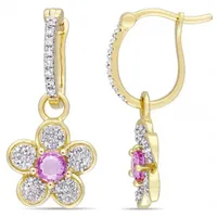 Julianna B 14K Yellow Gold Pink Sapphire & 0.23CTW Diamond Dangle Earrings