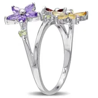 Julianna B Sterling Silver Amethyst Garnet & Citrine Floral Ring