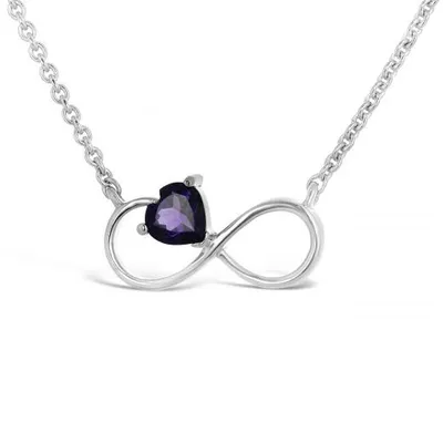 Sterling Silver Amethyst Infinity Necklace