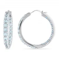 Julianna B Sterling Silver Aquamarine Inside Outside Hoop Earrings