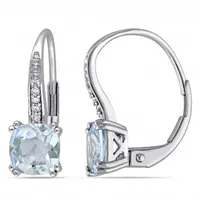 Julianna B 10K White Gold Aquamarine & 0.04CTW Diamond Leverback Earrings