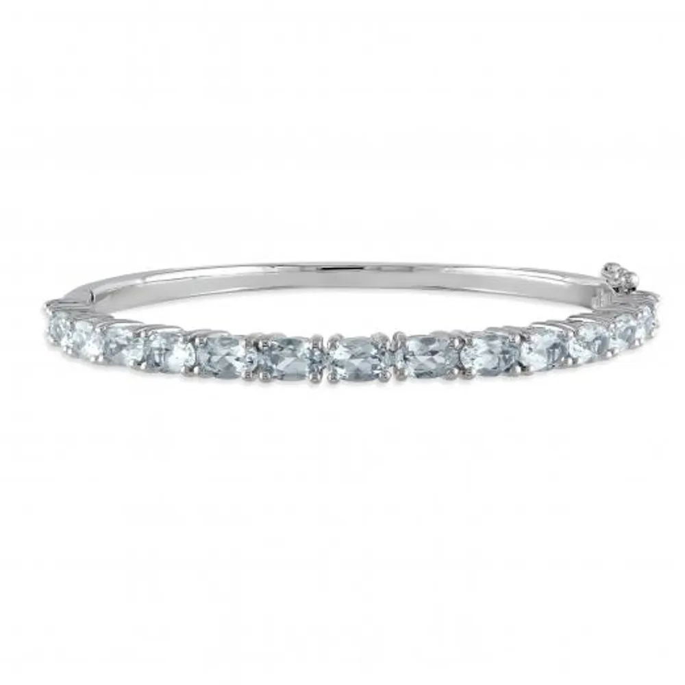 Julianna B Sterling Silver Aquamarine Bangle