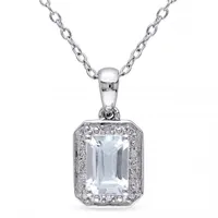 Julianna B Sterling Silver Aquamarine & Diamond Pendant with Chain