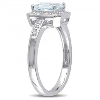 Julianna B Sterling Silver Aquamarine & 0.06CT Diamond Fashion Ring