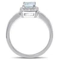 Julianna B Sterling Silver Aquamarine & 0.06CT Diamond Fashion Ring