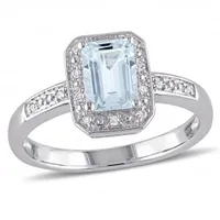 Julianna B Sterling Silver Aquamarine & 0.06CT Diamond Fashion Ring