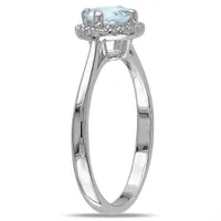 Julianna B Sterling Silver Aquamarine & 0.10CTW Diamond Fashion Ring