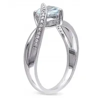 Julianna B Sterling Silver Aquamarine & 0.05CT Diamond Fashion Ring