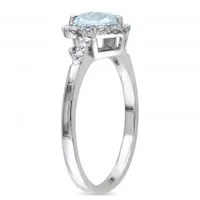 Julianna B Sterling Silver Aquamarine & 0.10CT Diamond Heart Ring