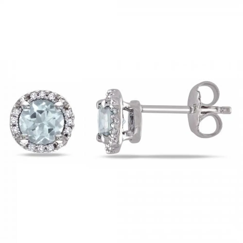 Julianna B Sterling Silver Aquamarine & Diamond Earrings