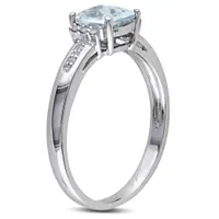 Julianna B Sterling Silver Aquamarine & 0.05CT Diamond Fashion Ring