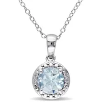 Julianna B Sterling Silver Aquamarine Fashion Pendant with Chain