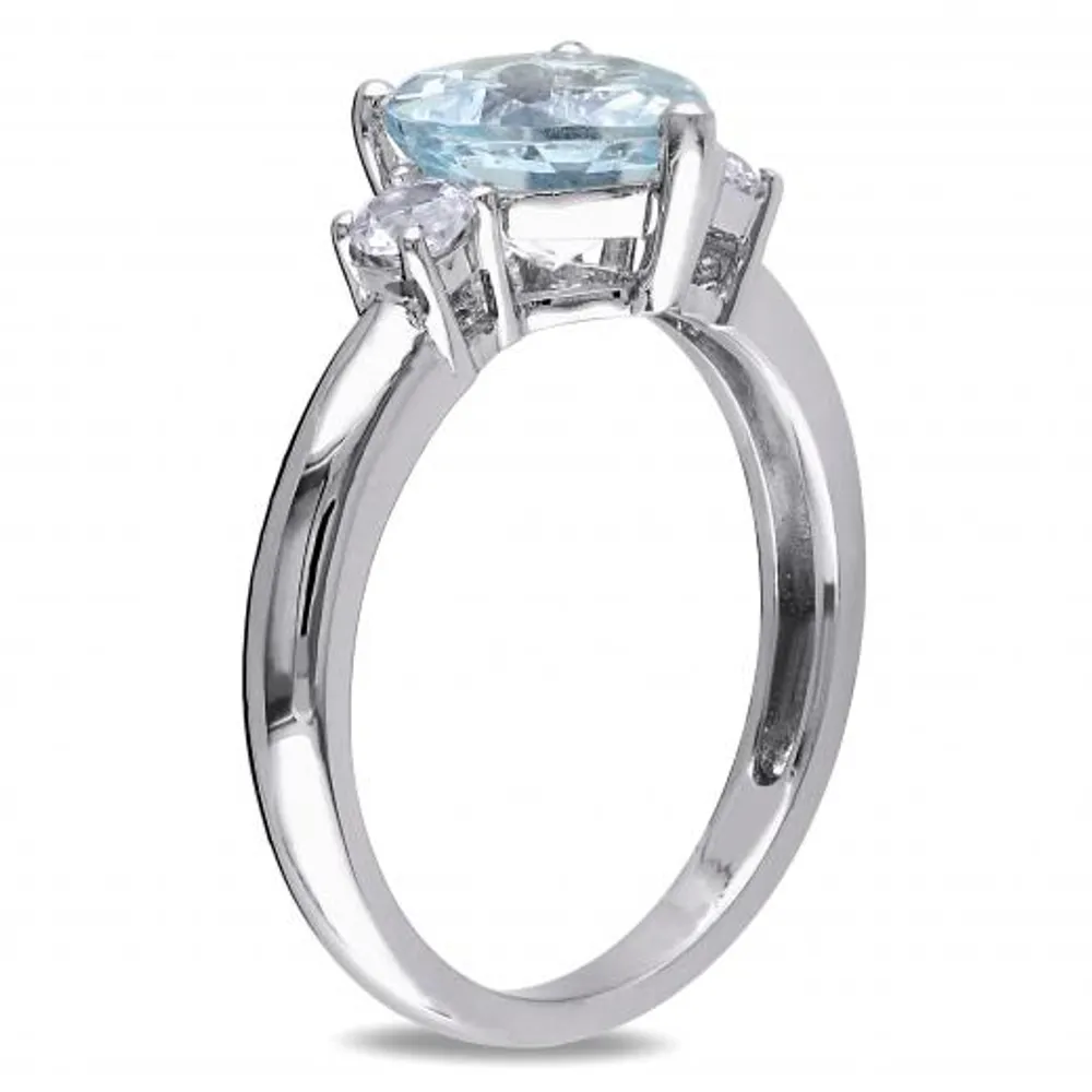 Julianna B Sterling Silver Aquamarine & Created White Sapphire Heart Ring