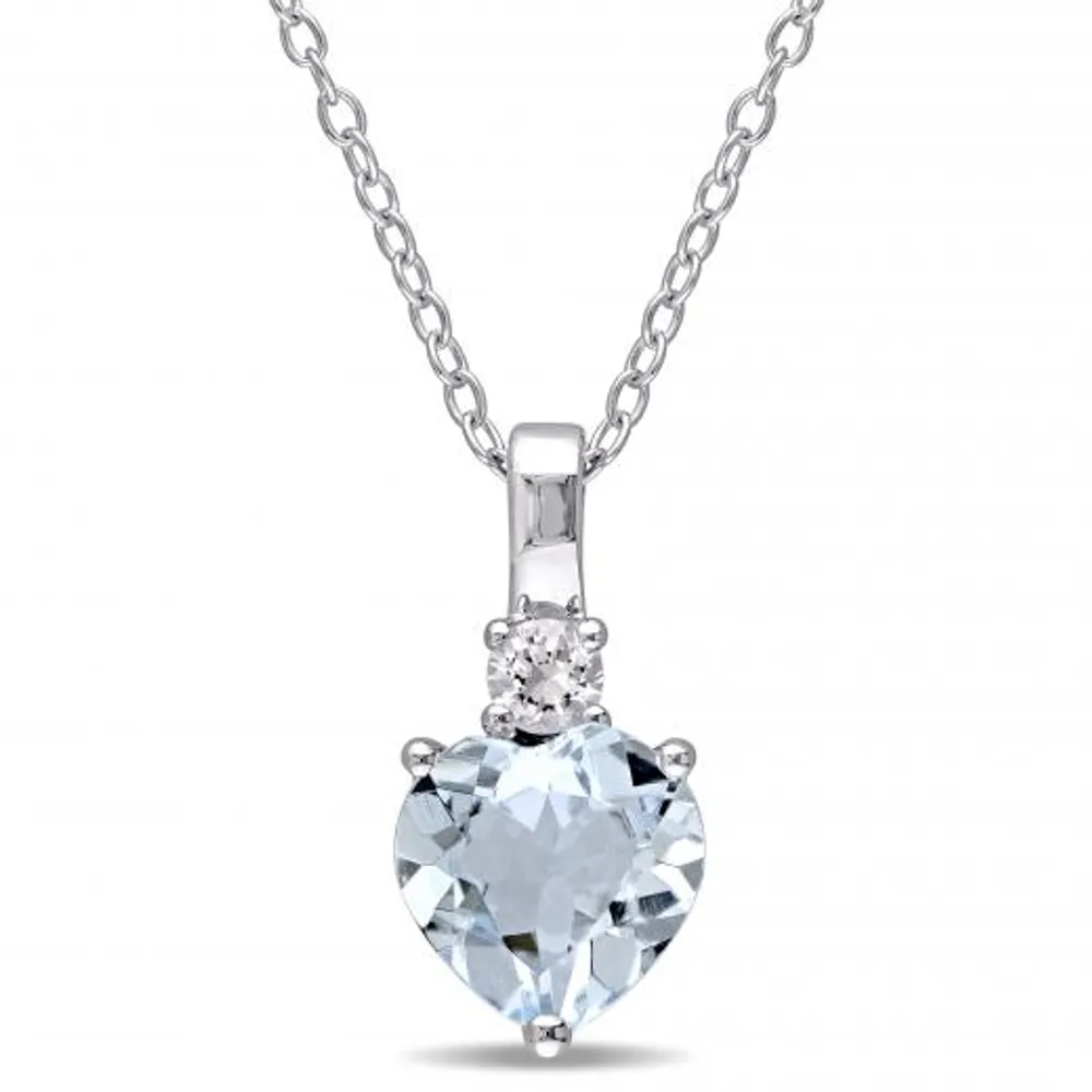 Julianna B Sterling Silver Aquamarine & Created White Sapphire Pendant