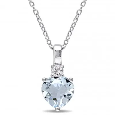 Julianna B Sterling Silver Aquamarine & Created White Sapphire Pendant