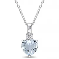 Julianna B Sterling Silver Aquamarine & Created White Sapphire Pendant