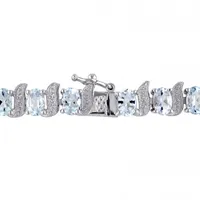 Julianna B Sterling Silver Aquamarine & Diamond Bracelet