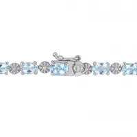 Julianna B Sterling Silver Aquamarine & Diamond Bracelet