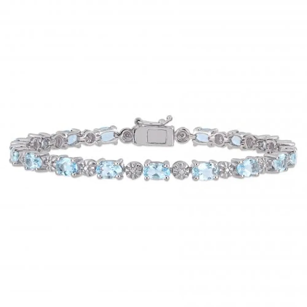 Julianna B Sterling Silver Aquamarine & Diamond Bracelet