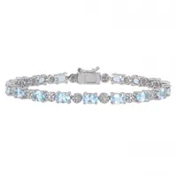 Julianna B Sterling Silver Aquamarine & Diamond Bracelet