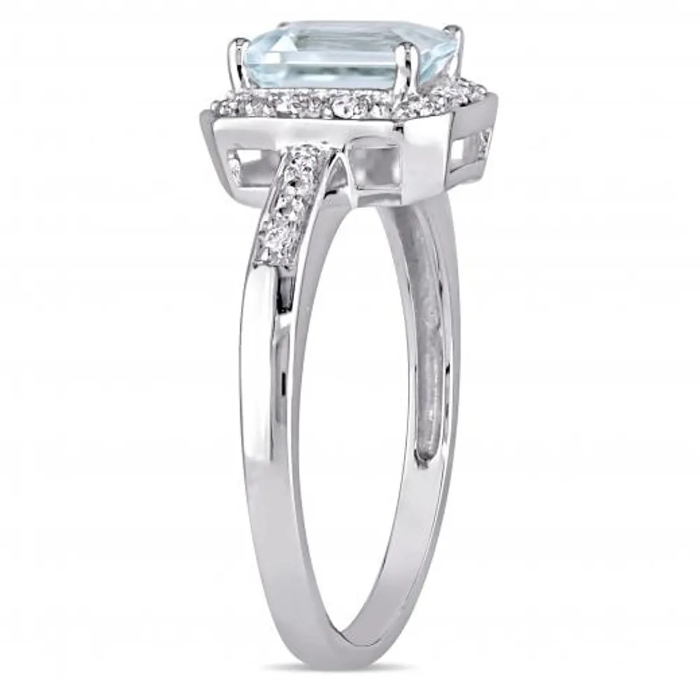 Julianna B 10K White Gold Aquamarine & 0.06CTW Diamond Fashion Ring