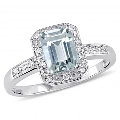 Julianna B 10K White Gold Aquamarine & 0.06CTW Diamond Fashion Ring