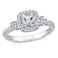 Julianna B 10K White Gold Aquamarine & 0.17CTW Diamond Fashion Ring