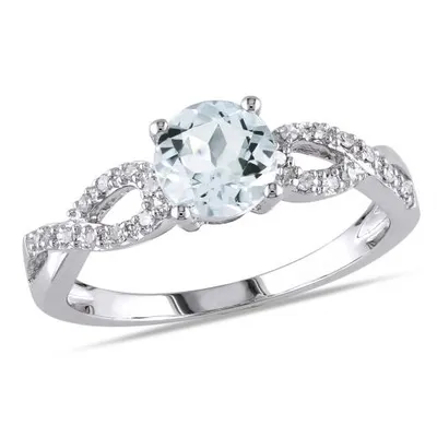 Julianna B 10K White Gold Aquamarine & 0.08CTW Diamond Fashion Ring