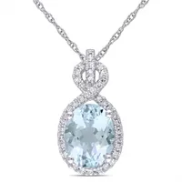 Julianna B 10K White Gold Aquamarine & Diamond Fashion Pendant with Chain