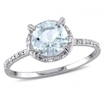 Julianna B 10K White Gold Aquamarine & 0.05CTW Diamond Fashion Ring