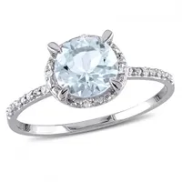 Julianna B 10K White Gold Aquamarine & 0.05CTW Diamond Fashion Ring