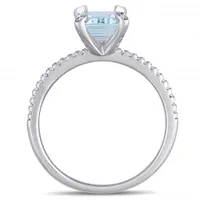 Julianna B 14K White Gold Aquamarine & 0.10CT Diamond Fashion Ring