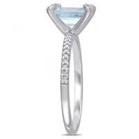 Julianna B 14K White Gold Aquamarine & 0.10CT Diamond Fashion Ring