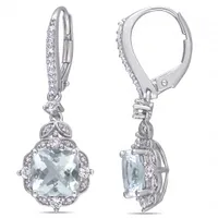 Julianna B 14K White Gold Aquamarine Diamond & White Sapphire Leverback Earrings