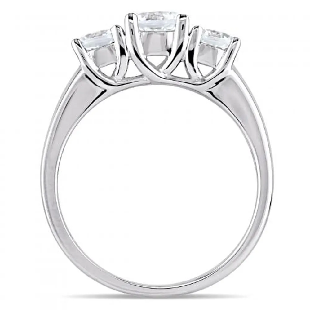 Julianna B 10K White Gold Created White Sapphire Three-Stone Engagement Ring