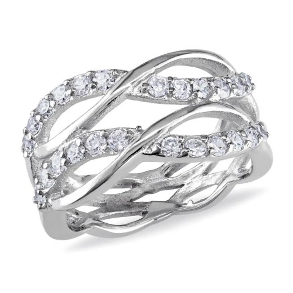 Julianna B Sterling Silver Cubic Zirconia Crisscross Ring