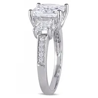 Julianna B Sterling Silver Cubic Zirconia Three-Stone Engagement Ring