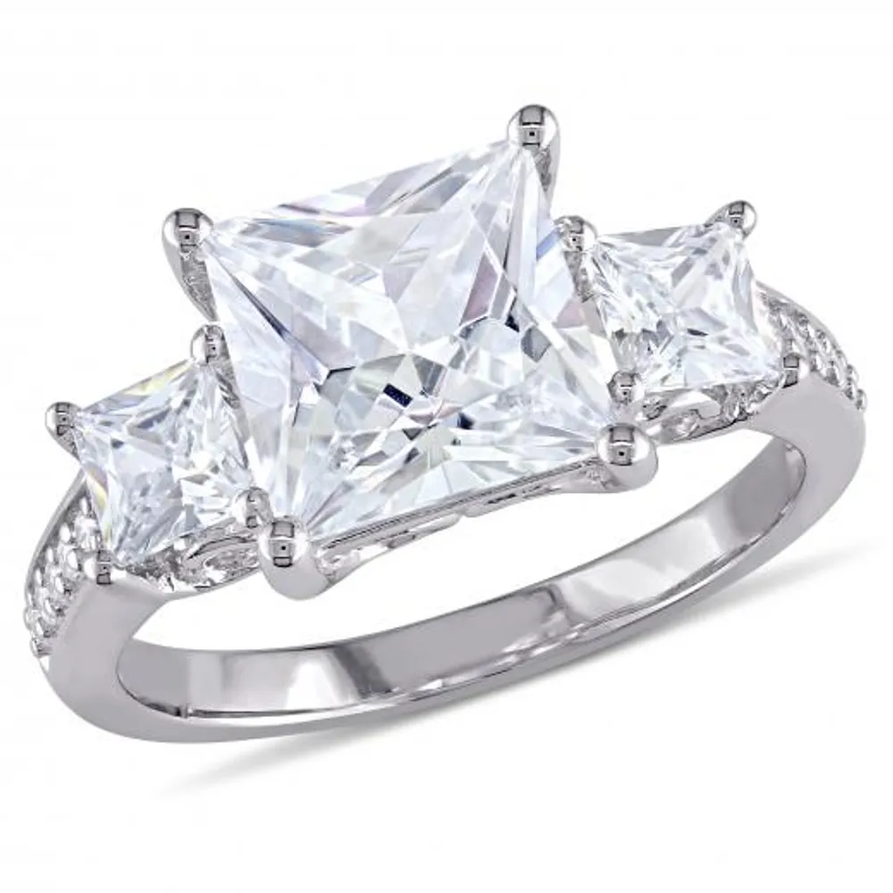 Julianna B Sterling Silver Cubic Zirconia Three-Stone Engagement Ring