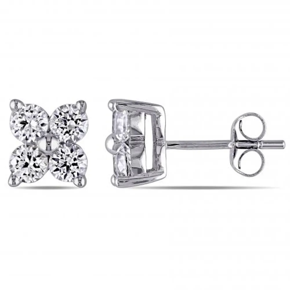 Julianna B 10K White Gold Created White Sapphire Stud Earrings