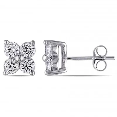 Julianna B 10K White Gold Created White Sapphire Stud Earrings