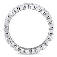 Julianna B Sterling Silver Baguette-Shaped Cubic Zirconia Angled Eternity Ring