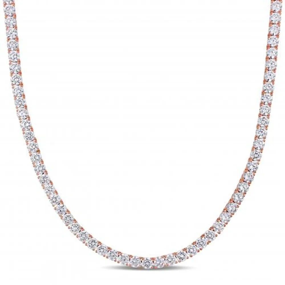 Julianna B Rose Plated Sterling Silver Cubic Zirconia Tennis Necklace