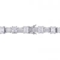 Julianna B Sterling Silver Multi-Cut Cubic Zirconia Tennis Link Bracelet