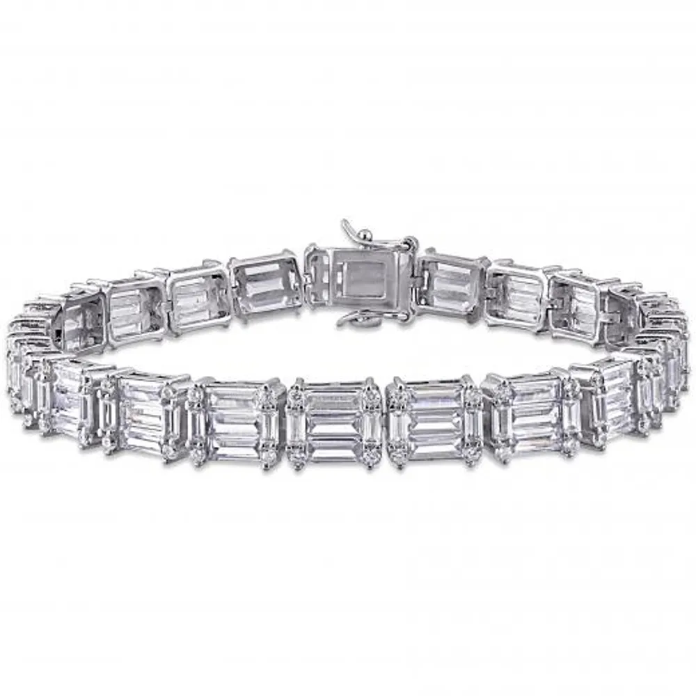 Julianna B Sterling Silver Baguette & Round-Cut Cubic Zirconia Tennis Bracelet