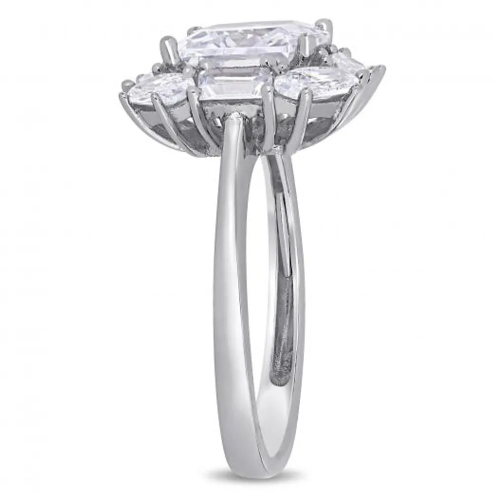 Julianna B Sterling Silver Multi-Cut Cubic Zirconia Clustered Halo Ring