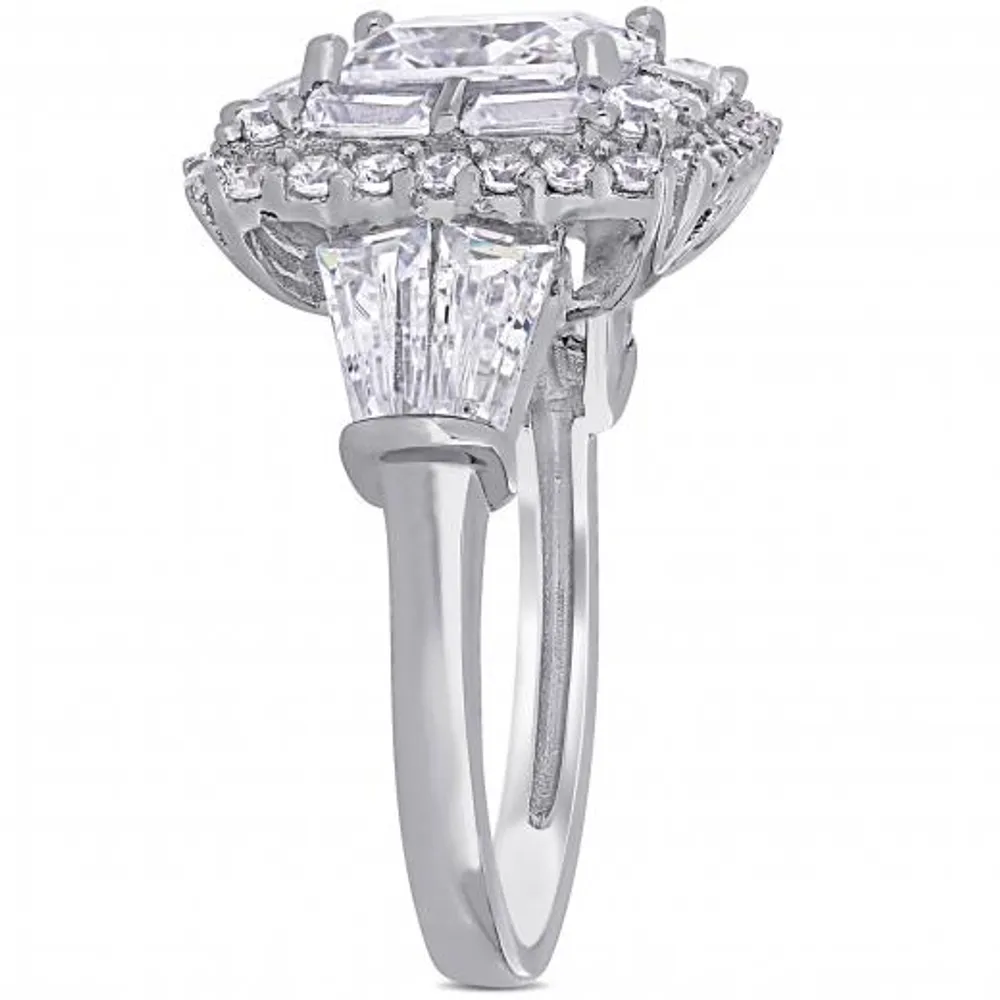 Julianna B Sterling Silver Multi-Cut Cubic Zirconia Double Halo Ring